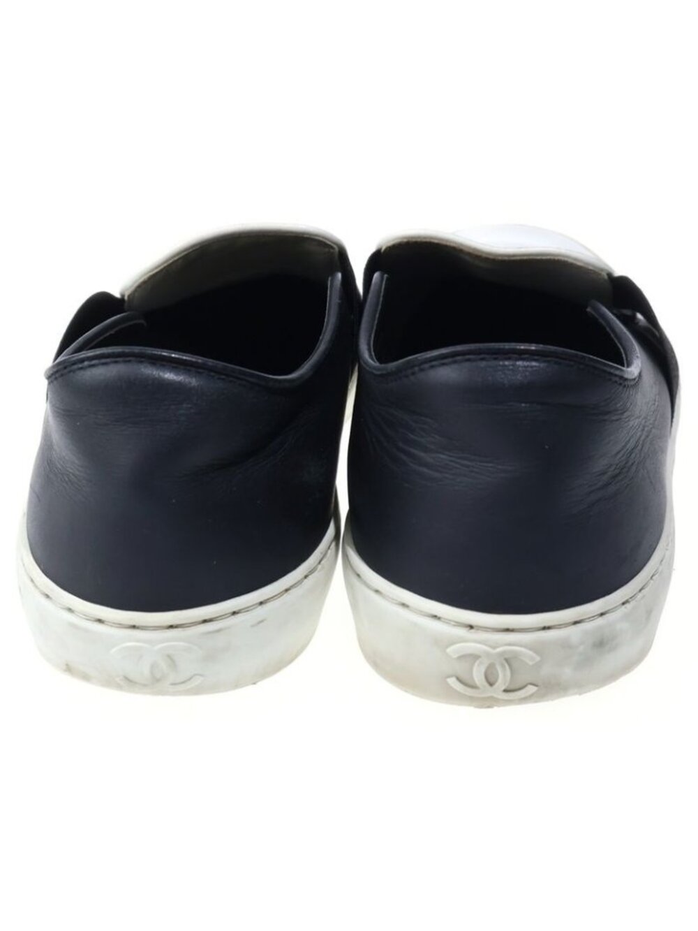 Chanel Bicolor Slip on Low Cut Shoes White Black - Picture 3 of 6